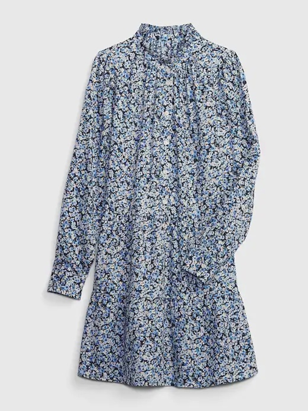 Gap Blue Floral Tiered Mini Shirtdress S